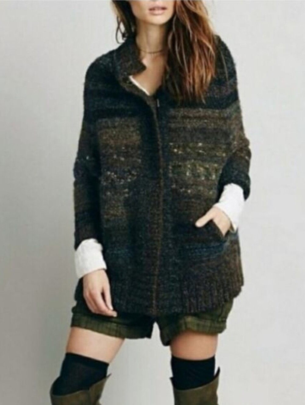 Free People Multicolor Knit Cardigan Sweater